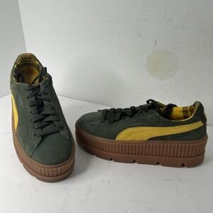 Puma Fenty Rihanna Suede Creeper Platform Womens Green Shoes Sneakers Sz 10